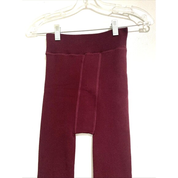 Winter Warm Tight Leggings One Size Burgundy Thermal  Stretch Fleece Lined Thick - Picture 4 of 10